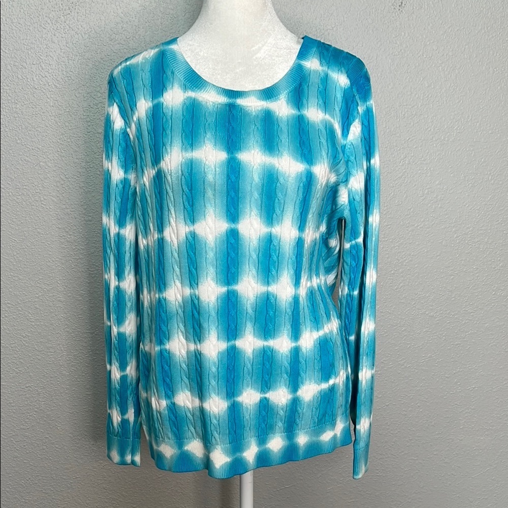 Talbots Blue Tie Dye Sweater Size Large Petite